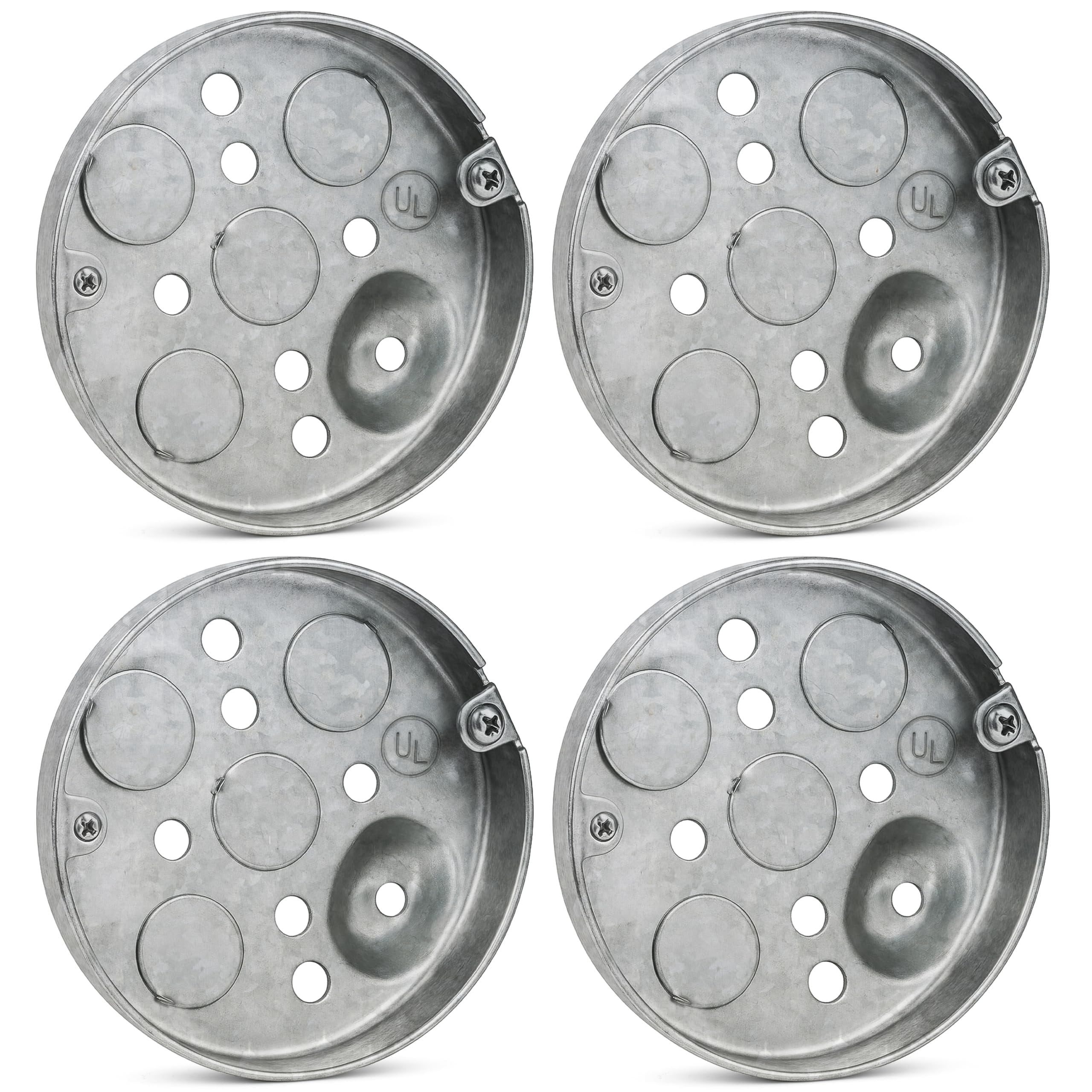 4 Pack Airmont Products UL Listed 4-Inch Round Shallow Electrical Box 1 ...