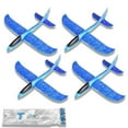 thumbnail image 1 of 4 Pack Airplane Toys, 19" Large Throwing Foam Plane, 2 Flight Mode Foam Gliders, Birthday Gifts for Kids 3 4 5 6 7 8 9 10 11 12 Year Old Boys Kids Girls, Outdoor Yard Family Game Toys (Blue Plane), 1 of 7