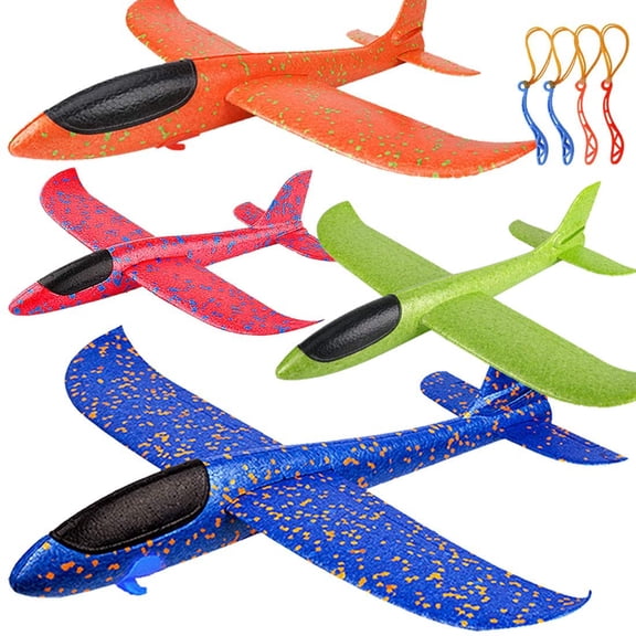 4 Pack Airplane Toys, Upgrade 18.9" Large Throwing Foam Plane, 2 Flight Mode Glider Plane, Flying Toy for Kids, Gifts for 3 - 14 Year Old Boy, Outdoor Sport Toys Birthday Party Favors Foam Airplane