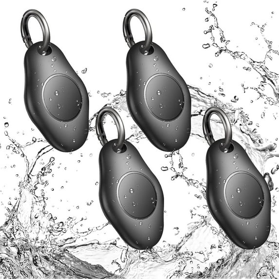 4 Pack Holder Compatible with Air tag, IPX7 Waterproof Case Compatible with AirTag, Anti-Scratch Case Key Chain for Air Tags, Accessories for GPS Item Finder Tracker, Black