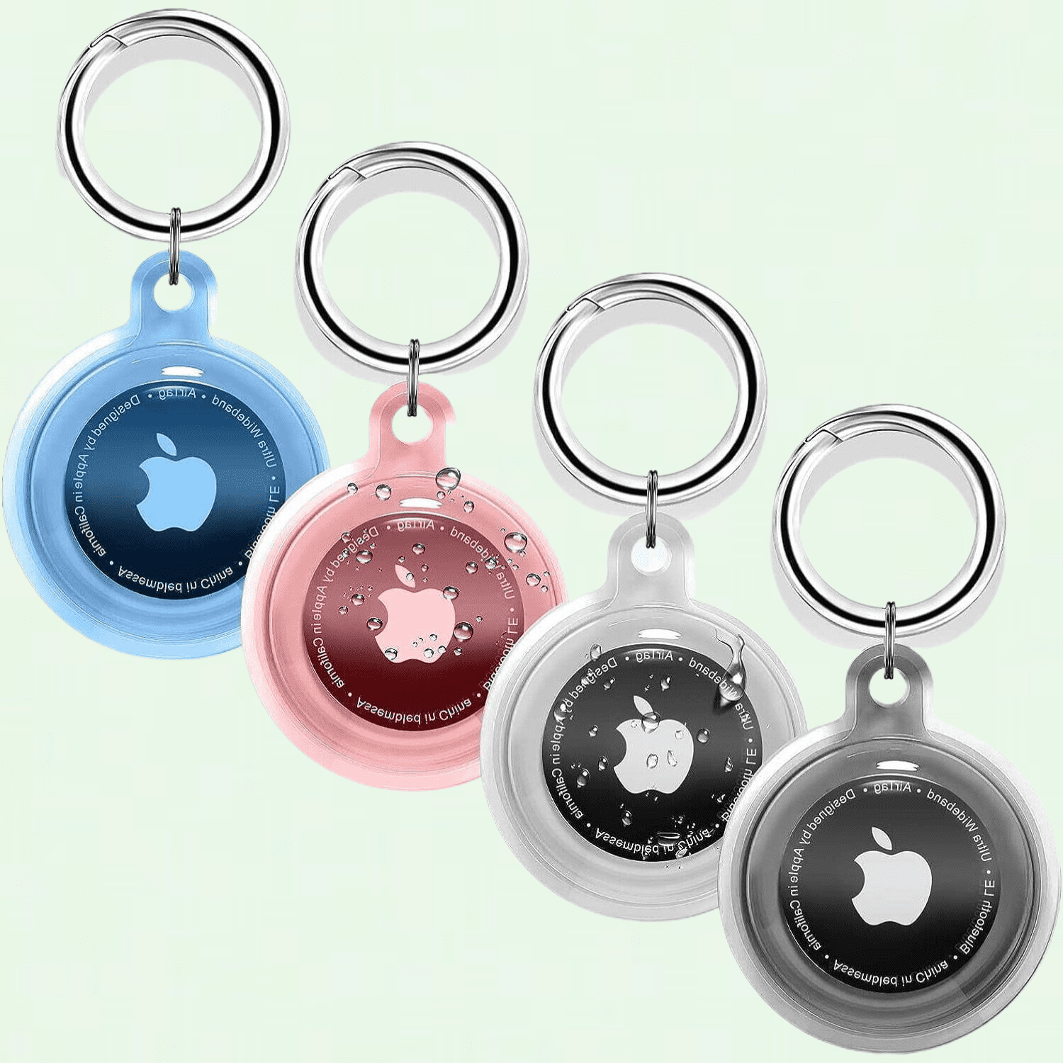 PEDAXI 4 Pack Airtag Holder, Waterproof Apple Air Tag Case with Keychain, Shockproof & Dustproof for Pet Tracking, Bags, Kids, Keys, Luggage (4 Colors)