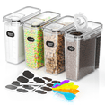 thumbnail image 1 of 4 Pack Airtight Food Storage Containers with Lids, 4L/135.2oz Plastic Kitchen and Pantry Organization Canisters for Cereal, Dry Food, Flour and Sugar, BPA Free, Free Spoon Set, Labels & Marker, 1 of 7
