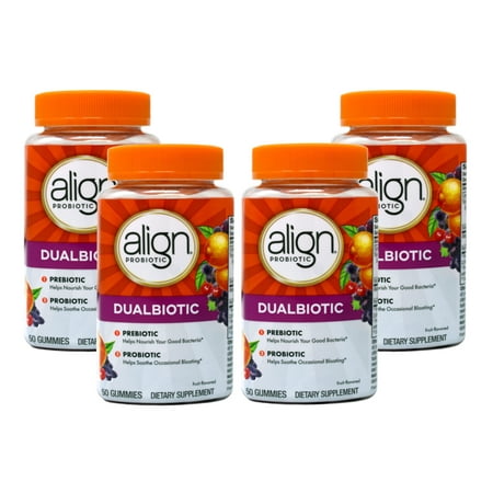 4 Pack - Align Digestive Health Prebiotic + Probiotic Gummies Fruit Flavored - 50 Ct
