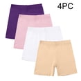 thumbnail image 1 of 4 Pack All Season Elastic Cotton Kids Shorts Solid Stretch Fitted Workout Yoga Playwear Multipack Multicolor D 9-10 Years, 1 of 9