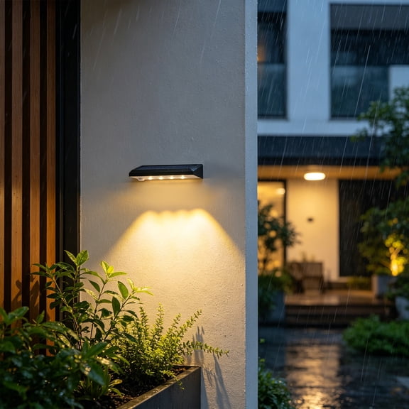 Waterproof Solar Outdoor Wall Light Wireless Step Light – Dusk-to-Dawn Activated LED Wall Fixture for Courtyard, Deck, Fence, Balcony, Garden, Patio, Backyard, Yard, Home Improvement, Wall Railing