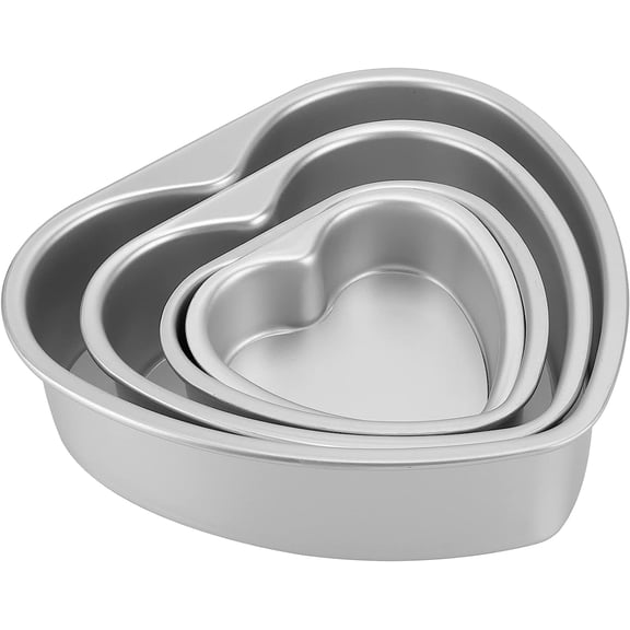 4 Pack Aluminium Heart Shaped Cake Pans Set, 5, 6, 8, 10 Inch Heart Shaped Cake Tray Tin Baking Mold with Removable Bottom for Baking Quiche, Muffin, Chocolate