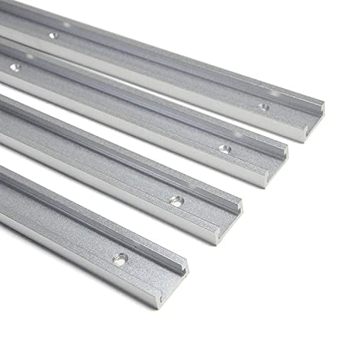 4 Pack Aluminum Miter T-Track 48 inch T-Slot Woodworking T-Bar Rail Double-Cut Profile Aluminum T-Track Universal T-Tracks with Predrilled Mounting Holes for Jigs Fixtures Sleds Router Tables