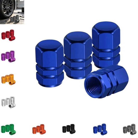 4 Pack Aluminum Tire Valve Caps – Hexagonal Rust-Proof Dust Covers for Car Truck SUV Motorcycle, Universal Fit with Seal