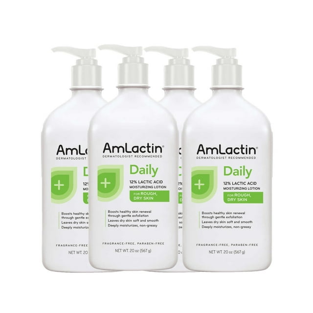 4 Pack AmLactin Moisturizing Body Lotion, 20 Ounces