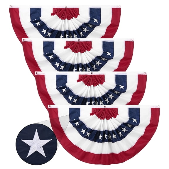 4 Pack American Fan Bunting for Outside 2 x 4 FT American Pleated Fan Flag,American Flag Bunting Patriotic Decorations Bunting Flags for Outdoor Yard Party,Memorial Day Decorations Flags
