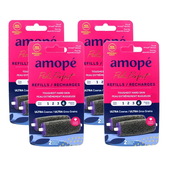 4 Pack - Amope Pedi Perfect Electronic Foot File Refills - Ultra Coarse 4, Removes Hard and Dead Skin, 2 Count