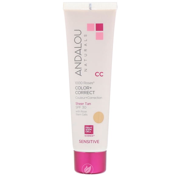 (4 Pack) Andalou Naturals 1000 Roses CC Color+ Correct Sheer Tan SPF30 2 Ounce