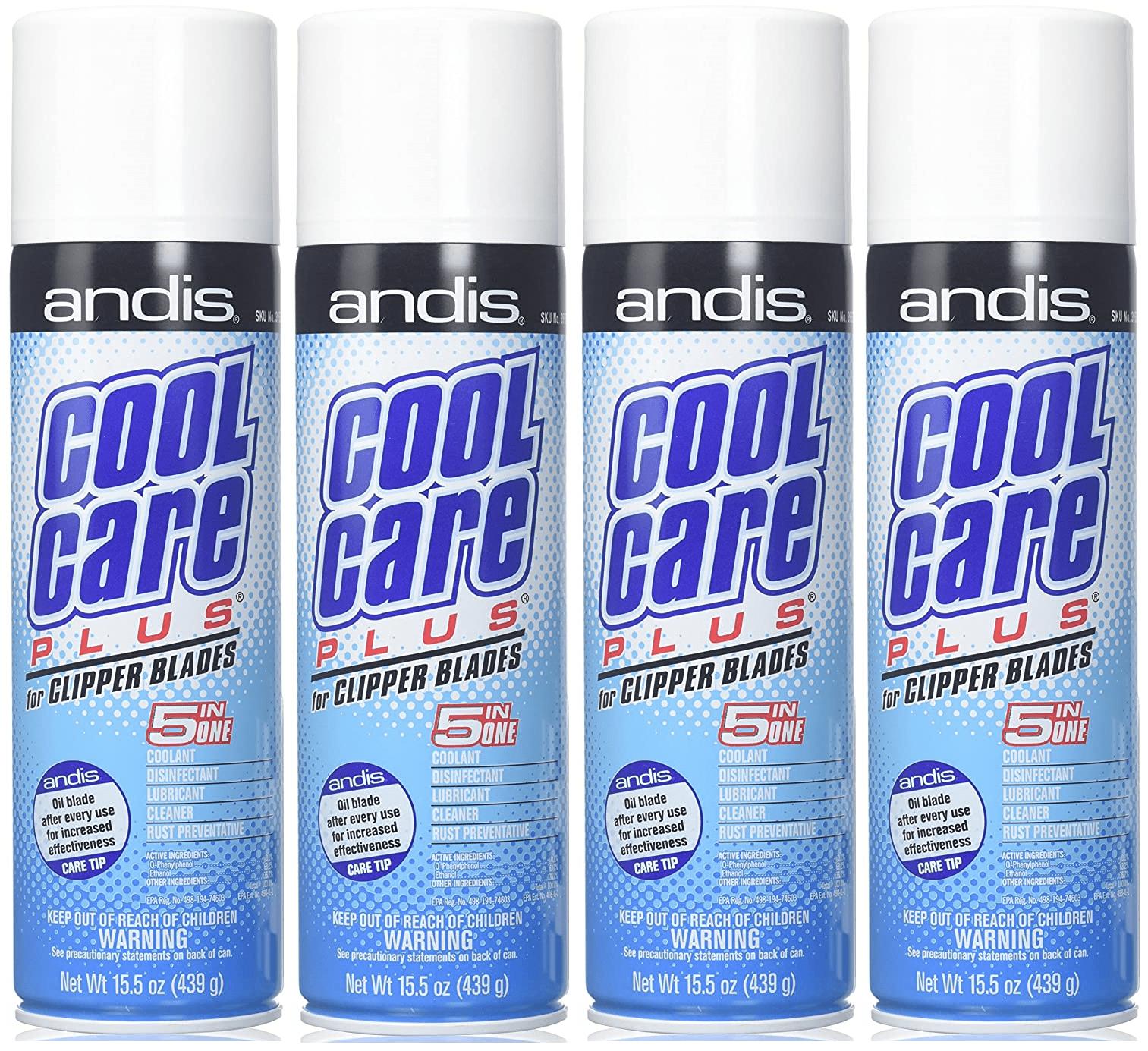 4 Pack Andis Cool Care Plus Clipper Blade Cleaner 15.5 Ounce