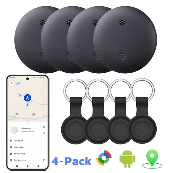 4 Pack Android Air Tracker, for Android Phones Item Locator Google Certified Key Finder/Luggage Tracker/Item Locator Compatible with Google Find My Device App(Find Hub),, (Not for IOS)