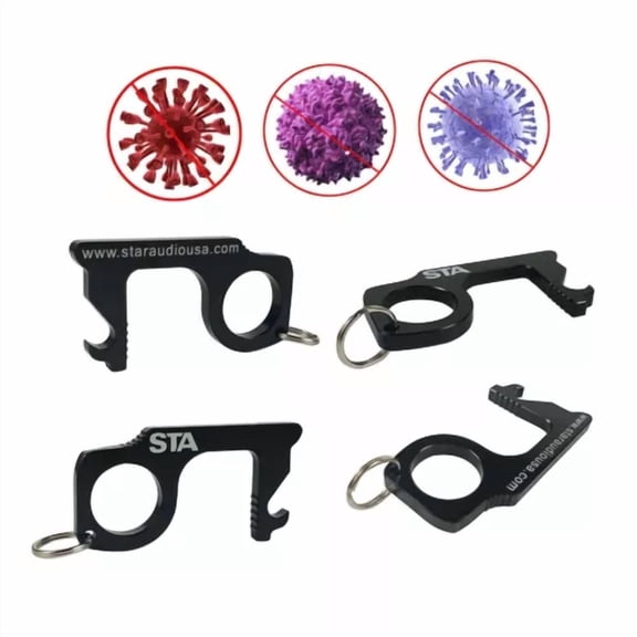 4 Pack Anti-Microbial Keychain No Touch Hand Tool Contactless Brass Edc Keychain