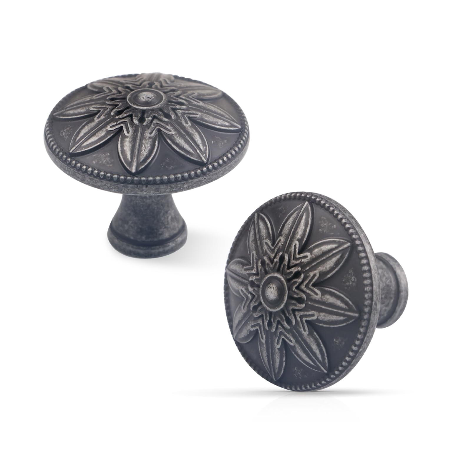 4 Pack Antique Brass Cabinet Knobs Vintage Dresser Knobs Drawer Knobs,1.4" Round Vintage Kitchen Cabinet Knobs Handles for Cabinets and Dresser Drawers Rustic