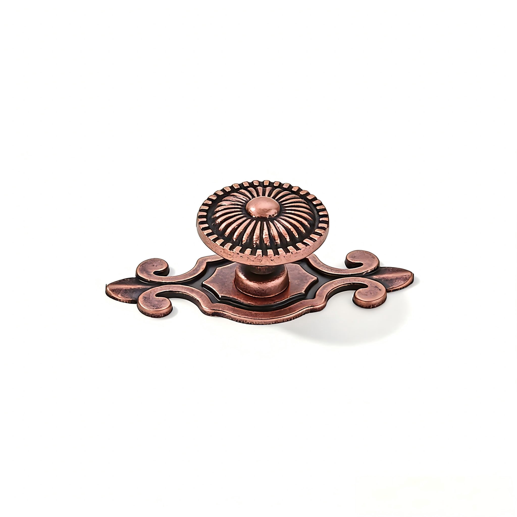 4 Pack Antique Brass Cabinet knobs Solid Heavy-Duty Vintage Retro Mushroom Drawer Knobs with Backplate Door Drawer Handles for Dresser Drawers Bi-Fold Door Knob