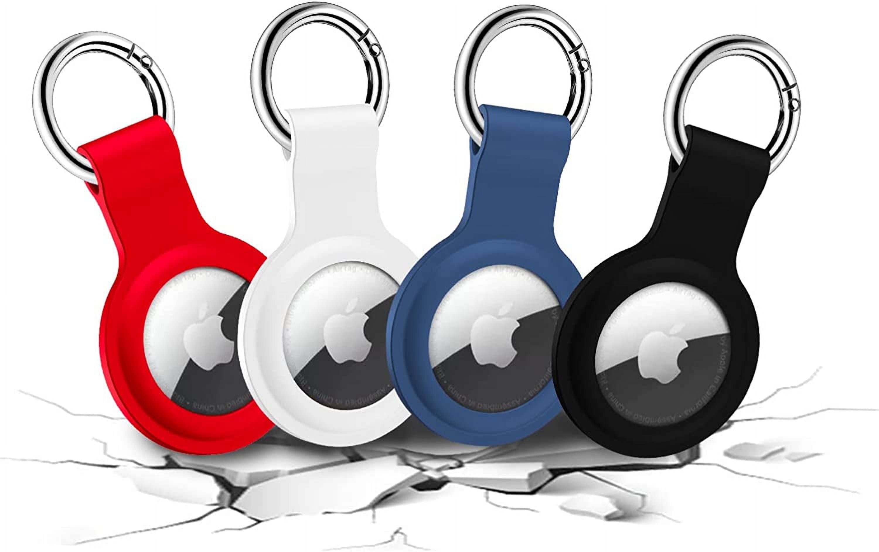 4 Pack Apple Airtag Holder, Ultra Light Silicone Case for Airtags, Protective Cover Compatible with AirTag GPS Item Finders with Anti-Lost Keychain for Bags, Keys, Dog Cat Collar, Luggage (4 Colors)