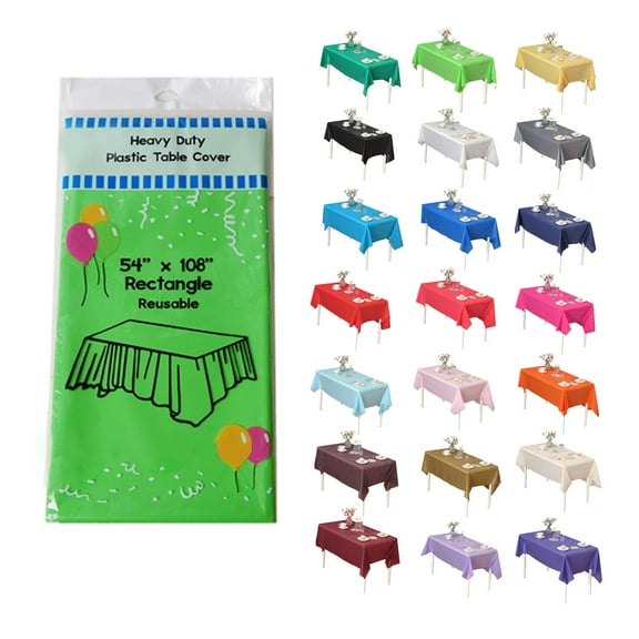 (4 Pack) Apple Green Premium Rectangle Heavy-Duty Plastic Table Covers ( Reusable)