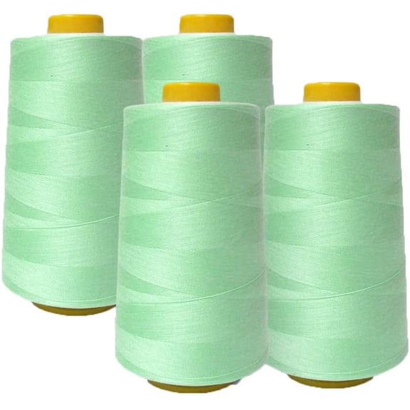4-Pack Aqua All Purpose Sewing Thread Cones (6000 Yards Each) of High Tensile Polyester Thread Spools for Sewing, Quilting, Serger Machines, Overlock, Merrow & Hand Embroidery.
