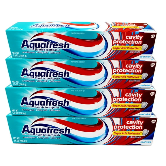 4 Pack AquaFresh Cool Mint Toothpaste Cavity Protection 5.6 Oz Each