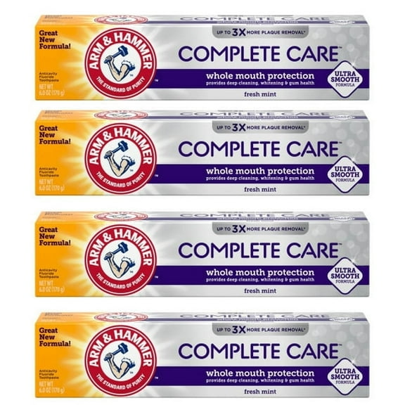 Arm & Hammer Complete Care Toothpaste, Fresh Mint Flavor, Whole Mouth Protection, 6.0oz (4-Pack)