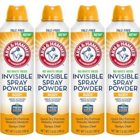 4 Pack Arm & Hammer No White Mess Invisible Spray Powder 7 Ounces Each