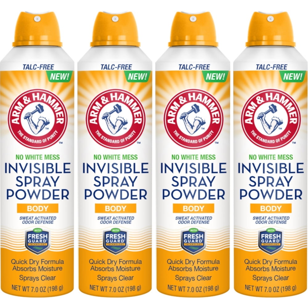 Arm & Hammer 4 Pack Invisible Spray Powder, No White Mess, 7 Ounces