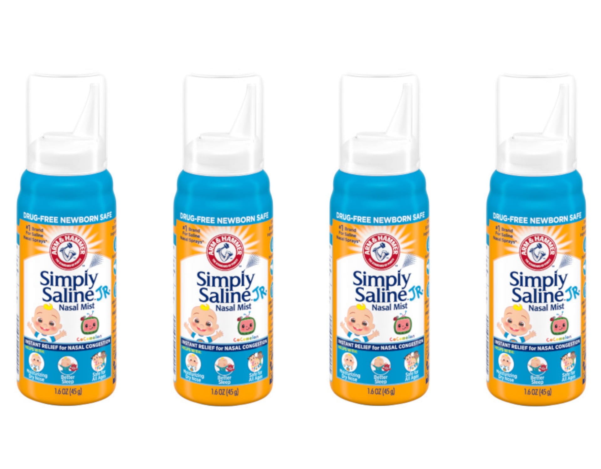4 Pack Arm and Hammer Simply Saline Baby Nasal Relief Mist 1.6 Ounce
