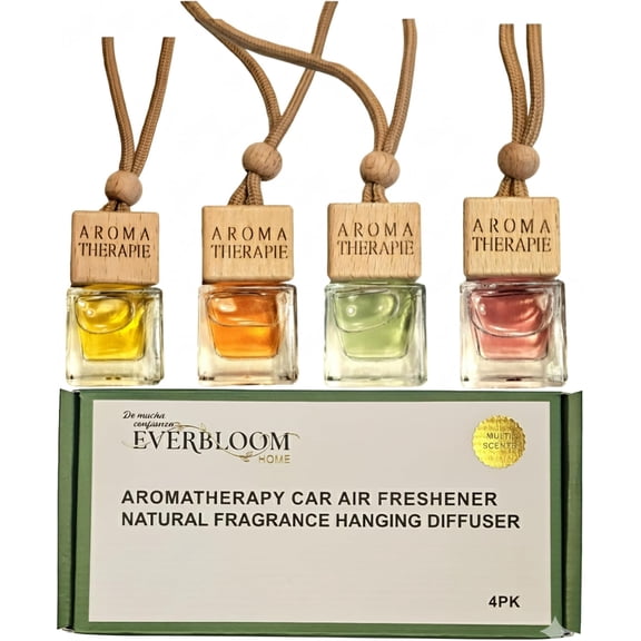 4 Pack Aromatherapy Hanging Car Air Freshener Diffuser, Reusable Hanging Essential Oil Scent Diffuser Pendant for Car Rearview Mirror, Multipurpose Fragrance Holder for Auto, Wardrobe & Home