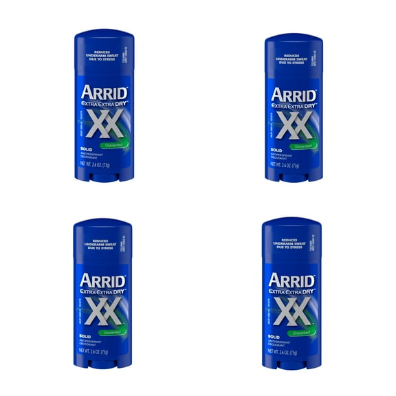 4 Pack Arrid Extra Extra Dry Unscented Solid Antiperspirant Deodorant 2.6 oz Each