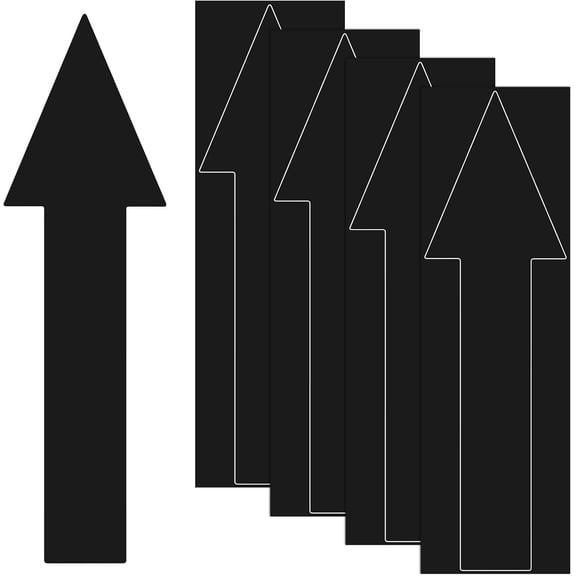 4-Pack Arrow Sticker, 12 x 4 Inch/ 300 90 mm PVC Waterproof Self-Adhesive Directional Arrows Removable Floor Decal Stickers for Wall Marking/Road Sign [Black]