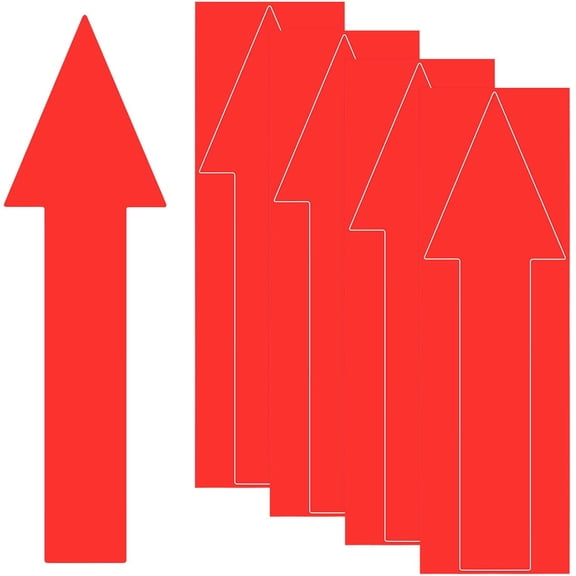 4-Pack Arrow Sticker, 12 x 4 Inch/ 300 90 mm PVC Waterproof Self-Adhesive Directional Arrows Removable Floor Decal Stickers for Wall Marking/Road Sign [Red]