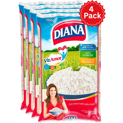 4 Pack Arroz Diana Blanco Vitamor 1000g (35.27 oz) Premium White Rice from Colombia