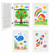Storvive 4 Pack Art Frames, 8.27" x 11.69" Magnetic Front Opening Artwork Frames, Changeable Picture Storage Frames, Crafts Painting Art Display, White