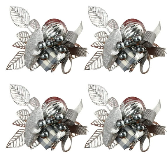 4 Pack Artificial Christmas Assorted Holly Picks Stems Pine Branches Picks Spray with Pinecones Holly Leaves for Christmas Tree Floral Wreath Winter Holiday Season Decorations