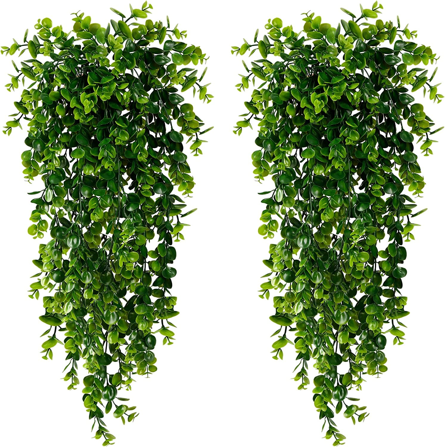 4 Pack Artificial Hanging Plants Fake Hanging Plant Faux Hanging Eucalyptus Plants UV Resistant
