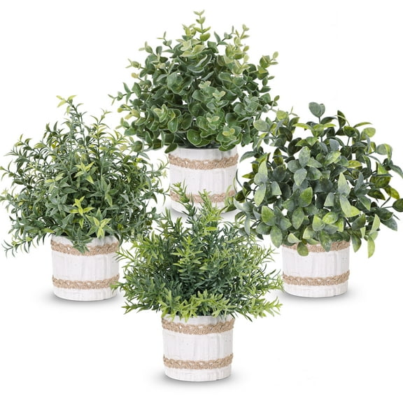4 Pack Artificial Plants Farmhouse Fake Plants for Home Kitchen Office Table Boho Aesthetic Room Festival Decor Indoor