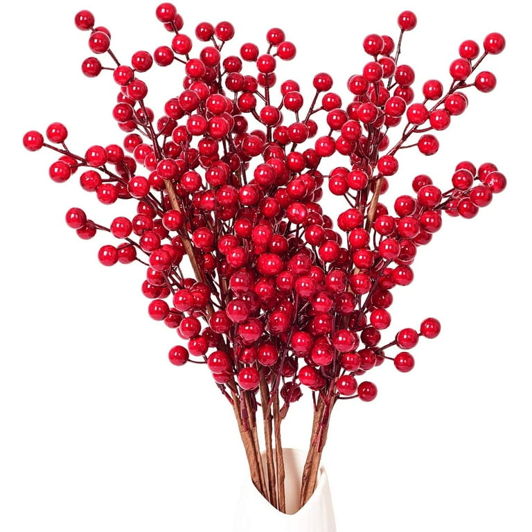4 Pack Artificial Red Berry Stems Holly Christmas Berries for Festival  Holiday Crafts and Home Decor, 20 Inches Burgundy Berry Floral Christmas  Tree Decorations 