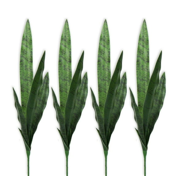 4 Pack Artificial Snake Plants 22" Faux Agave Fake Sansevieria UV Resistant Plant for Indoor and Outdoor Home Garden Office Store Decoration Home Décor