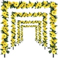 thumbnail image 1 of 4 Pack Artificial Sunflower Garland Silk Sunflower Hanging Vine Garland with Flowers Green Leaves for Wedding Table Garden Craft Party Decoration, 1 of 4