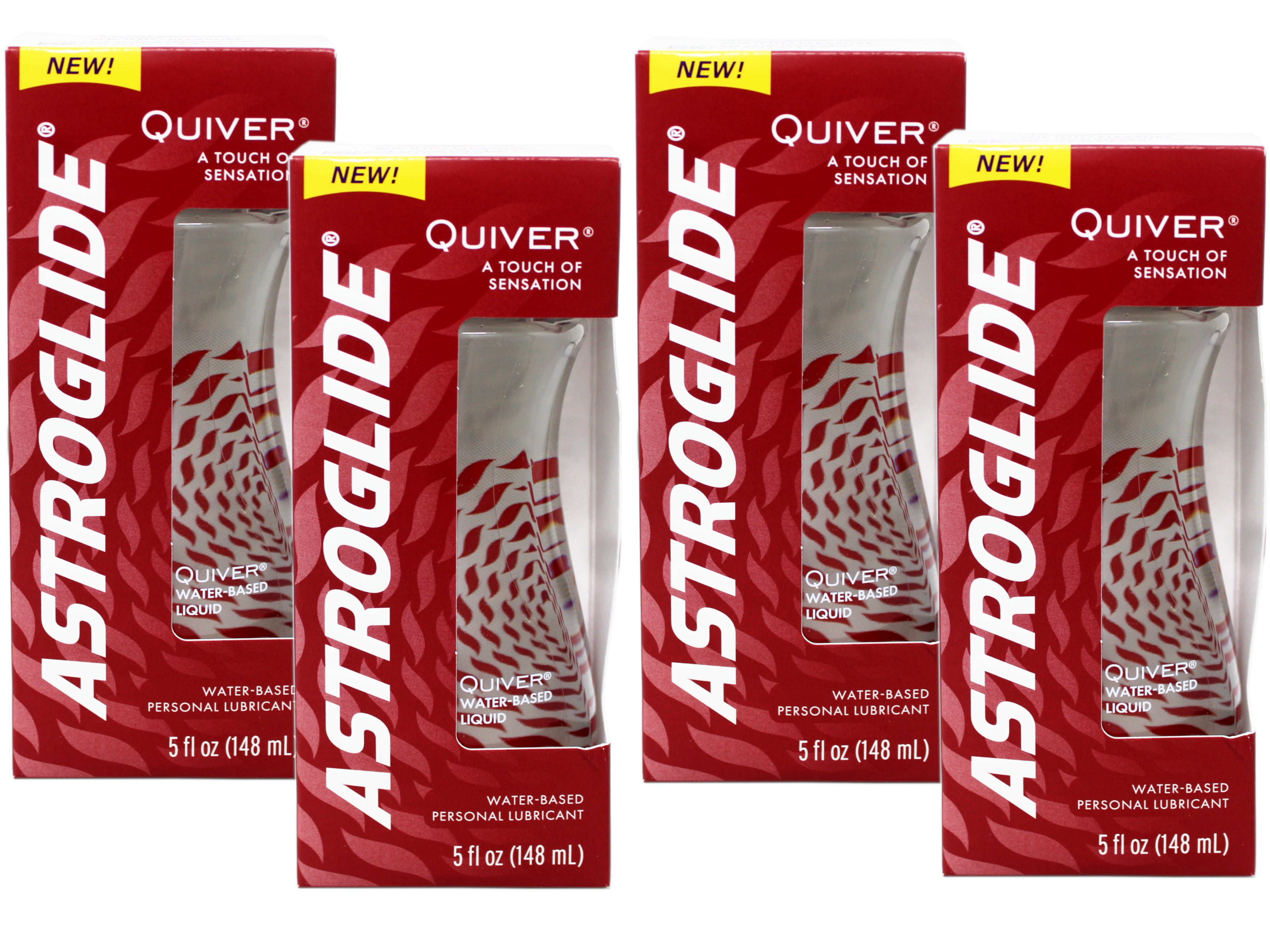 4 Pack - Astroglide Quiver Personal Lubricant, Water Based Lube, 5 FL OZ