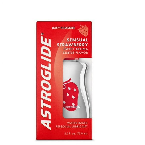 4 Pack Astroglide Strawberry Flavored Water Based Lubricant, 2.5 oz