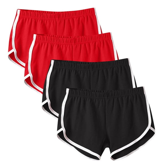 4 Pack Athletic Shorts for Women, Summer Yoga Sweat Shorts Elastic Waist Workout Running Cycling Short Pants
