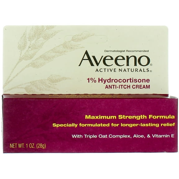 4 Pack - Aveeno Maximum Strength Anti-itch Cream, 1% Hydrocortisone - 1oz Each