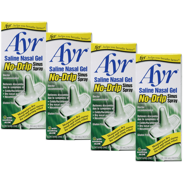 Ayr 4 Pack - Saline Nasal Gel, No-Drip Sinus Spray for Nose Congestion ...