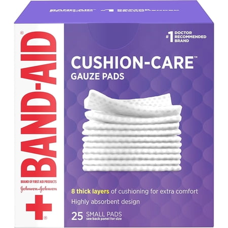 Band-Aid Cushion-Care Gauze Pads, Small Pads, 25 Ct (4 pack)