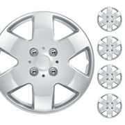 BDK Hubcaps 15 inch Wheel Covers, Set of 4, OEM Style Snap-on, Silver