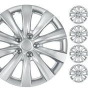 BDK Hubcaps 16 inch Wheel Covers, Set of 4, OEM Style Snap-on, Silver