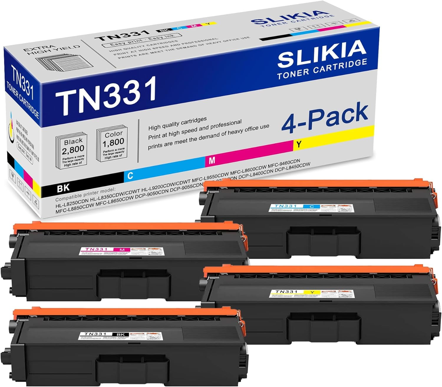4-Pack BK/C/M/Y TN331 Toner Cartridge: Compatible TN331 TN-331 ...